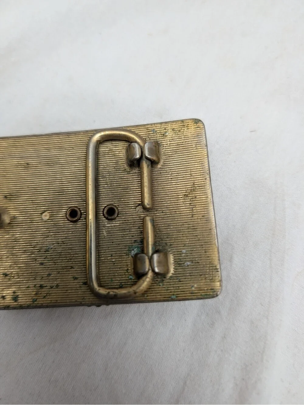 Unisex Belt Buckle, metal with a Brown & Cream-Colored Stone, 2 1/2